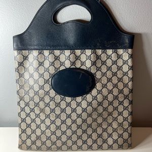 Authentic Vintage Gucci GG Blue‎ Monogram Handbag